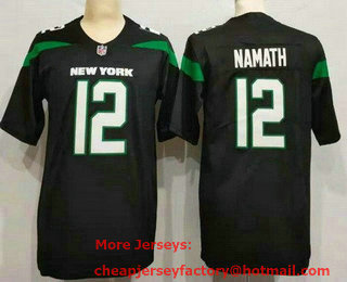 Men's New York Jets #12 Joe Namath Limited Black Vapor Jersey
