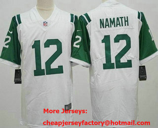 Men's New York Jets #12 Joe Namath Limited White Classic Vapor Jersey