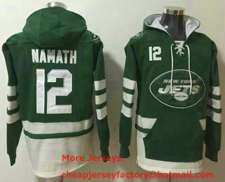 Men's New York Jets #12 Joe Namath NEW Green Pocket Stitched NFL Pullover Hoodie