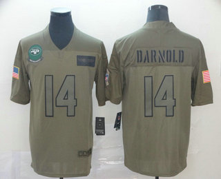 Men's New York Jets #14 Sam Darnold NEW Olive 2019 Salute To Service Stitched NFL Nike Limited Jersey
