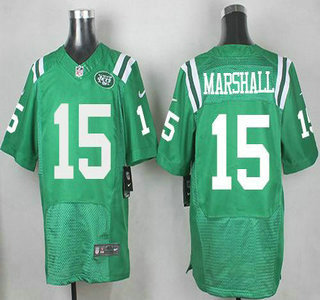 Men's New York Jets #15 Brandon Marshall Kelly Green Team Color 2015 NFL Nike Elite Jersey