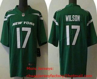 Men's New York Jets #17 Garrett Wilson 2022 Green Vapor Untouchable Limited Stitched Jersey