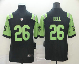 Men's New York Jets #26 Le'Veon Bell Black With Green 2019 City Edition Vapor Stitched NFL Nike Limited Jersey