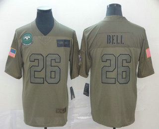 Men's New York Jets #26 Le'Veon Bell NEW Olive 2019 Salute To Service Stitched NFL Nike Limited Jersey
