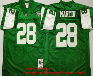 Men's New York Jets #28 Curtis Martin Green Throwback Jersey by Mitchell & Ness