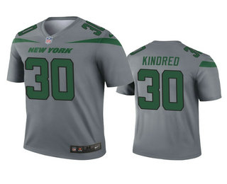 Men's New York Jets #30 Derrick Kindred Gray Inverted Legend Jersey
