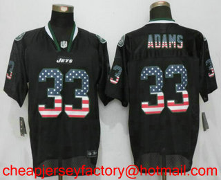 Men's New York Jets #33 Jamal Adams Black USA Flag Fashion Stitched NFL Nike Elite Jersey