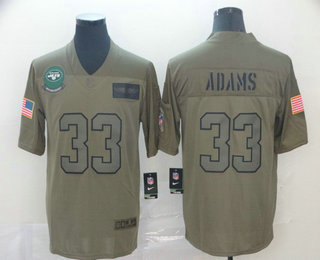 Men's New York Jets #33 Jamal Adams NEW Olive 2019 Salute To Service Stitched NFL Nike Limited Jersey