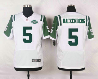 Men's New York Jets #5 Christian Hackenberg White Road NFL Nike Elite Jersey