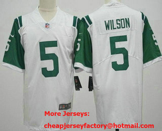 Men's New York Jets #5 Garrett Wilson Limited White Classic Vapor Jersey