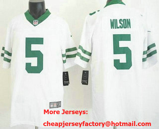 Men's New York Jets #5 Garrett Wilson Limited White Vapor Jersey