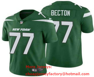 Men's New York Jets #77 Mekhi Becton Green 2021 Vapor Untouchable Stitched NFL Nike Limited Jersey