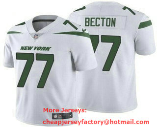 Men's New York Jets #77 Mekhi Becton White 2021 Vapor Untouchable Stitched NFL Nike Limited Jersey