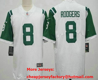 Men's New York Jets #8 Aaron Rodgers Limited White Classic Vapor Jersey