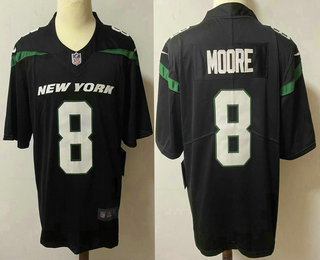 Men's New York Jets #8 Elijah Moore Black 2021 Vapor Untouchable Stitched NFL Nike Limited Jersey