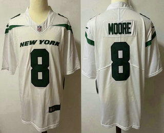 Men's New York Jets #8 Elijah Moore White 2021 Vapor Untouchable Stitched NFL Nike Limited Jersey