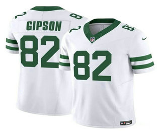 Men's New York Jets #82 Xavier Gipson 2023 FUSE White Throwback Vapor Limited Stitched Jersey