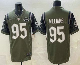 Men's New York Jets #95 Quinnen Williams Green Rivalries FUSE Vapor Stitched Jersey