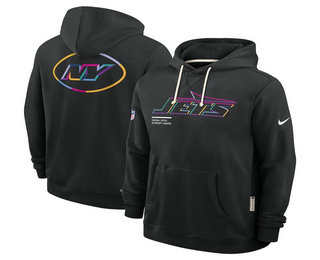 Men's New York Jets Black 2025 Crucial Catch Club Pullover Hoodie