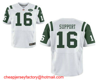 Men's New York Jets Resolute Support #16 Resolute White Road Stitched NFL Nike Elite Jersey