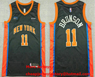 Men's New York Knicks #11 Jalen Brunson Black City Icon Sponsor Swingman Jersey