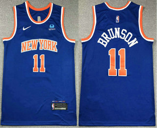 Men's New York Knicks #11 Jalen Brunson Blue Icon Sponsor Swingman Jersey