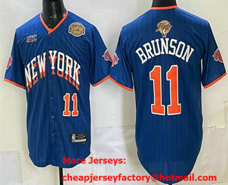Men's New York Knicks #11 Jalen Brunson Royal 2026 Finals Eastern Conference Champions Patch Stitched Baseball Jersey