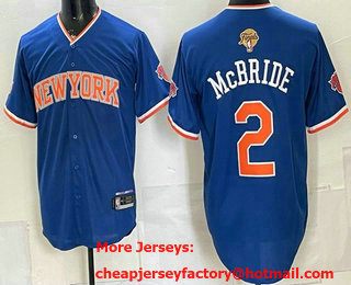 Men's New York Knicks #2 Miles McBride Blue 2026 Finals Eastern Conference Champions Patch Stitched Baseball Jersey