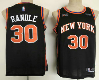 Men's New York Knicks #30 Julius Randle Black Diamond 2022 City Edition Swingman Stitched Jersey With Sponsor
