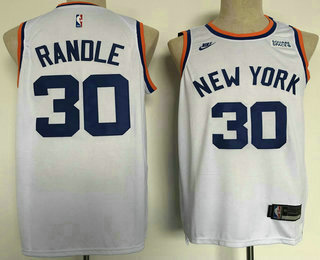 Men's New York Knicks #30 Julius Randle White NEW 2021 Nike Swingman Stitched Jersey With Sponsor