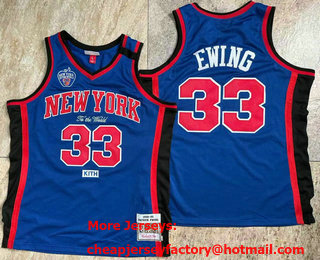 Men's New York Knicks #33 Patrick Ewing Blue 1998-99 Hardwood Classics Soul AU Throwback Jersey