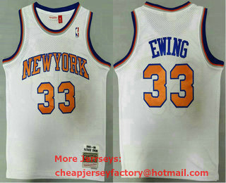 Men's New York Knicks #33 Patrick Ewing White 1991-92 Hardwood Classics Soul Swingman Throwback Jersey