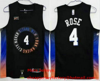 Men's New York Knicks #4 Derrick Rose Black 2021 City Icon Swingman Jersey