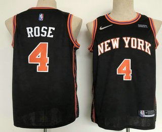 Men's New York Knicks #4 Derrick Rose Black Diamond 2022 City Edition Swingman Stitched Jersey With Sponsor
