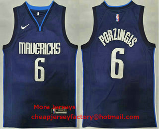 Men's Dallas Mavericks #6 Kristaps Porzingis Navy Blue 2020 Swingman Stitched Nike NBA Jersey