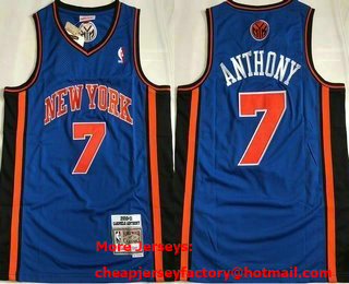 Men's New York Knicks #7 Carmelo Anthony 2010-11 Blue Hardwood Classics AU Throwback Jersey