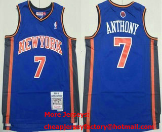 Men's New York Knicks #7 Carmelo Anthony 2010-11 Blue Hardwood Classics Throwback Jersey