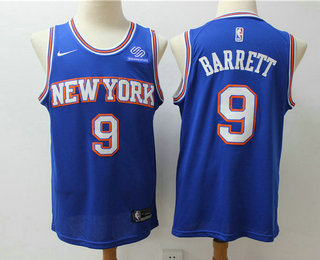 Men's New York Knicks #9 RJ Barrett NEW Blue 2020 Nike Swingman Stitched NBA Jersey With The Sponsor Logo