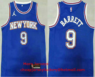 Men's New York Knicks #9 RJ Barrett NEW Blue 2021 Brand Jordan Swingman Stitched NBA Jersey