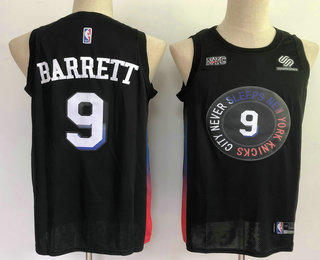 Men's New York Knicks #9 RJ Barrett Navy Blue 2021 Nike City Edition Swingman Stitched NBA Jersey With Sponsor Logo