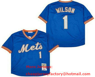 Men's New York Mets #1 Mookie Wilson Blue 1983 Throwback Jersey