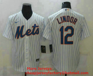 Men's New York Mets #12 Francisco Lindor White Stitched MLB Cool Base Nike Jersey
