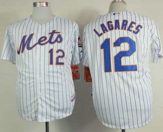 Men's New York Mets #12 Juan Lagares White Pinstripe Jersey