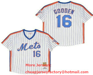 Men's New York Mets #16 Dwight Gooden White 1986 Throwback Jersey