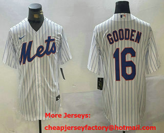 Men's New York Mets #16 Dwight Gooden White Cool Base Stitched Jersey