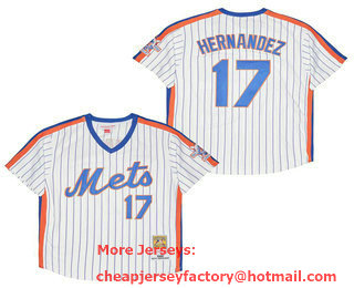 Men's New York Mets #17 Keith Hernandez 1983 White Throwback Jersey