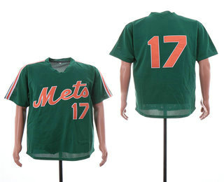 Men's New York Mets #17 Keith Hernandez Green Mesh Batting Practice Throwback Jersey By Mitchell & Ness