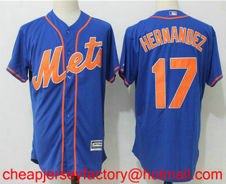 Men's New York Mets #17 Keith Hernandez Retired Royal Blue with Orange Stitched MLB Cool Base Jersey