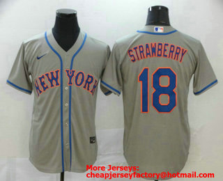 Men's New York Mets #18 Darryl Strawberry Gray Stitched MLB Cool Base Nike Jersey