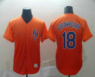 Men's New York Mets #18 Darryl Strawberry Nike Orange Fade Stitched Jersey